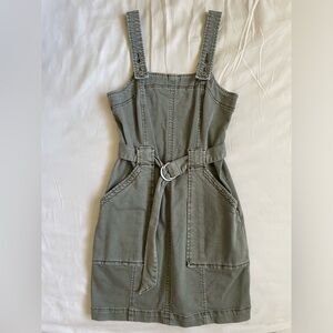 Green Denim Overall Dress